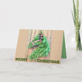 MERRY CHRISTMAS HORSE WREATH CARD KARTE