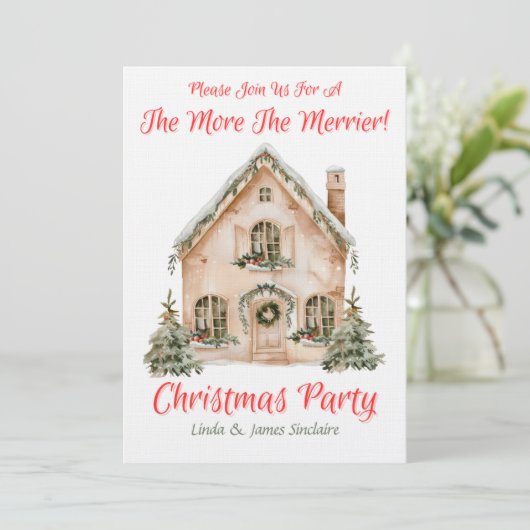 Merry Christmas House Party Einladung (Stehend Vorderseite)