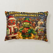Merry Christmas human unit funny robot holiday pre Dekokissen (Rückseite)