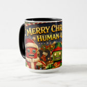 Merry Christmas human unit funny robot holiday to Tasse (Vorderseite Links)