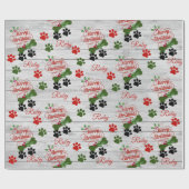 Merry Christmas Hund hinzufügen Name Bone & Pawpri Geschenkpapier (Flach)