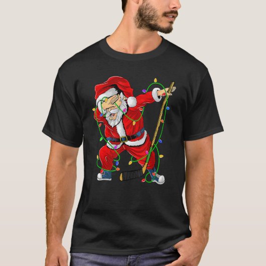 Merry Christmas Ice Hockey Dabbing Santa Claus Hoc T-Shirt (Vorderseite)