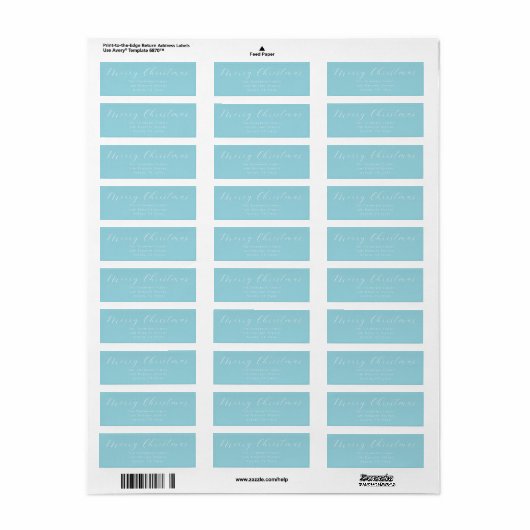 Merry Christmas Icy Blue Return Address Label (Vorne)