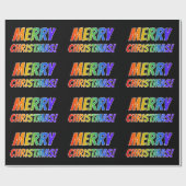 "MERRY CHRISTMAS!" im Fun Rainbow Text Geschenkpapier (Flach)