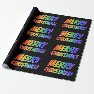 "MERRY CHRISTMAS!" im Fun Rainbow Text Geschenkpapier