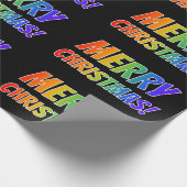 "MERRY CHRISTMAS!" im Fun Rainbow Text Geschenkpapier (Ecke)