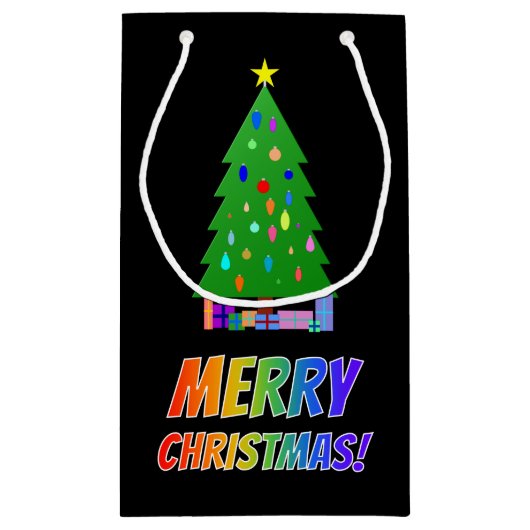 "MERRY CHRISTMAS!" im Regenbogentext + Baum, Gesch Kleine Geschenktüte (Rückseite)