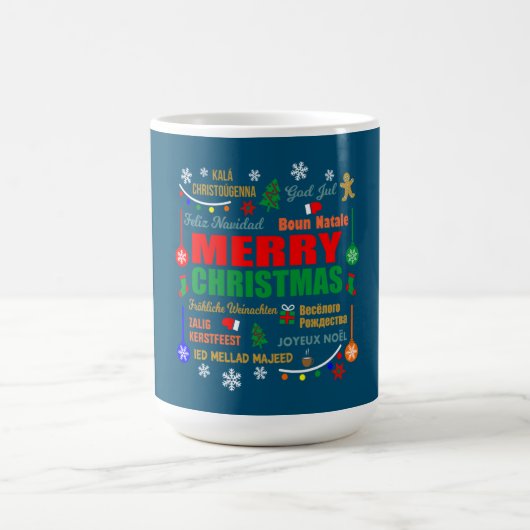 Merry Christmas In Different Languages Xmas Kaffeetasse (Mittel)