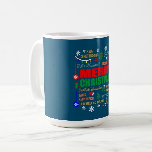 Merry Christmas In Different Languages Xmas Kaffeetasse (Vorderseite Links)