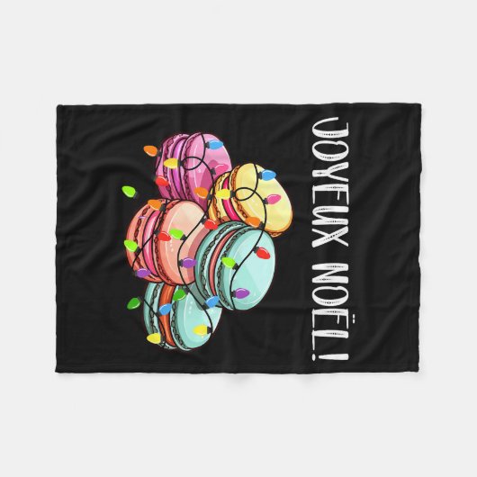 Merry Christmas In French _ Macarons Joyeux Noel  Fleecedecke (Vorderseite (Horizontal))