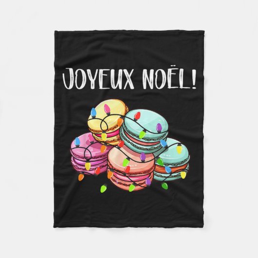 Merry Christmas In French _ Macarons Joyeux Noel  Fleecedecke (Vorderseite)