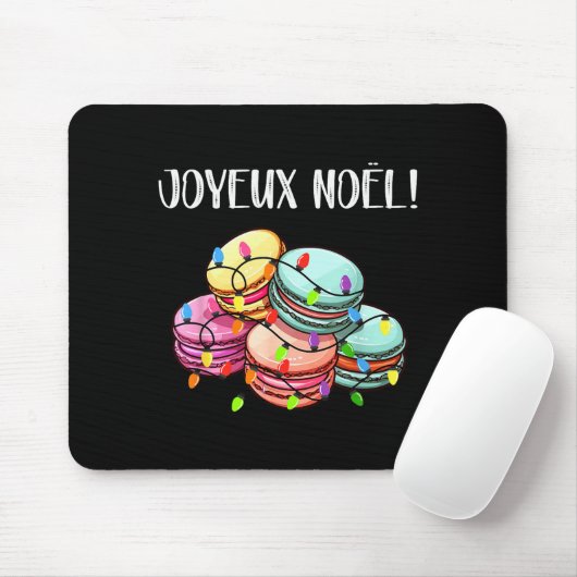 Merry Christmas In French _ Macarons Joyeux Noel Mousepad (Mit Mouse)