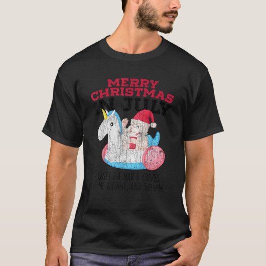 Merry Christmas In July Funny Santa Beach Summer G T-Shirt (Vorderseite)