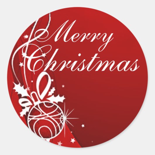 MERRY CHRISTMAS in RED by SHARON SHARPE Runder Aufkleber (Vorderseite)