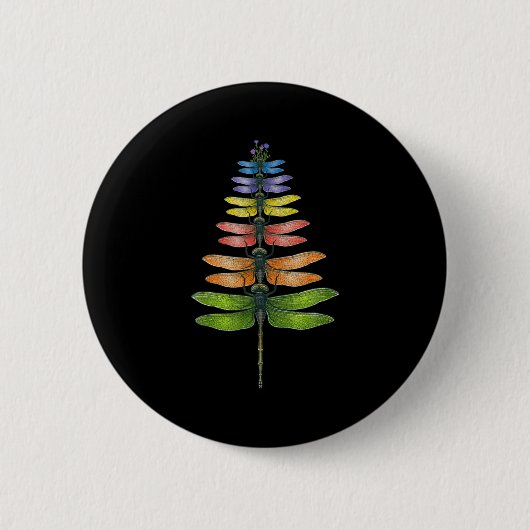 Merry Christmas Insect Dragonfly Xmas Tree  Button (Vorderseite)