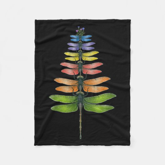 Merry Christmas Insect Dragonfly Xmas Tree Fleecedecke (Vorderseite)
