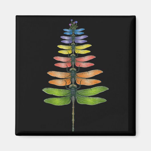 Merry Christmas Insect Dragonfly Xmas Tree  Magnet (Vorne)
