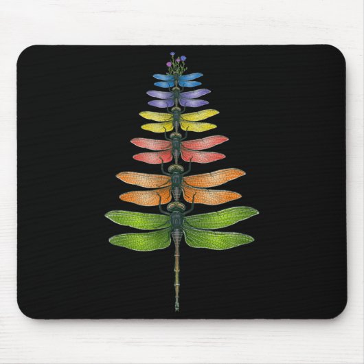 Merry Christmas Insect Dragonfly Xmas Tree Mousepad (Vorne)