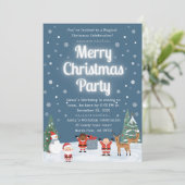 Merry Christmas Kids Party Santa Workshop Reindeer Einladung (Stehend Vorderseite)