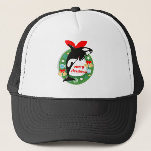 merry christmas killer whale truckerkappe