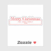 Merry Christmas Kiss-Cut Sticker with Family Name (Blatt)