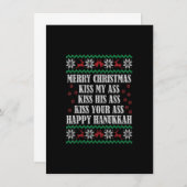 Merry Christmas Kiss My A.ss Happy Hanukkah ugly X Einladung (Vorne/Hinten)