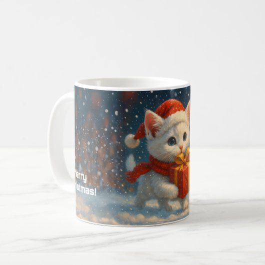 Merry Christmas - Kitten - Gift Mug Kaffeetasse (Vorderseite Links)