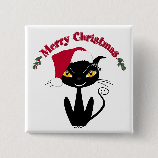 Merry Christmas Kitty Cat Button (Vorderseite)