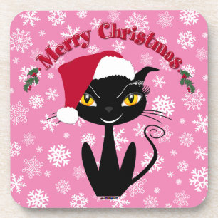 Merry Christmas Kitty Cat Getränkeuntersetzer