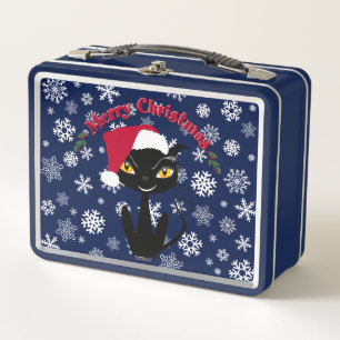 Merry Christmas Kitty Cat Metall Brotdose