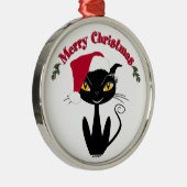 Merry Christmas Kitty Cat Silbernes Ornament (Rechts)
