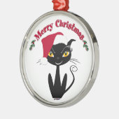 Merry Christmas Kitty Cat Silbernes Ornament (Links)