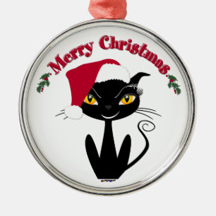 Merry Christmas Kitty Cat Silbernes Ornament