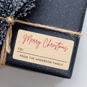 Merry Christmas Kraft paper look to from gift tag Adressaufkleber