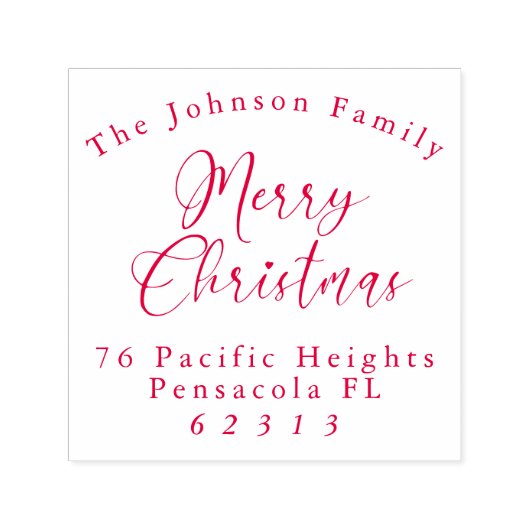 MERRY CHRISTMAS Kurvformatierter Name und Adresse Permastempel (Design)