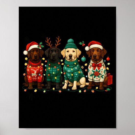 Merry Christmas Labrador Dog Retro Xmas Puppy Men Poster (Vorne)