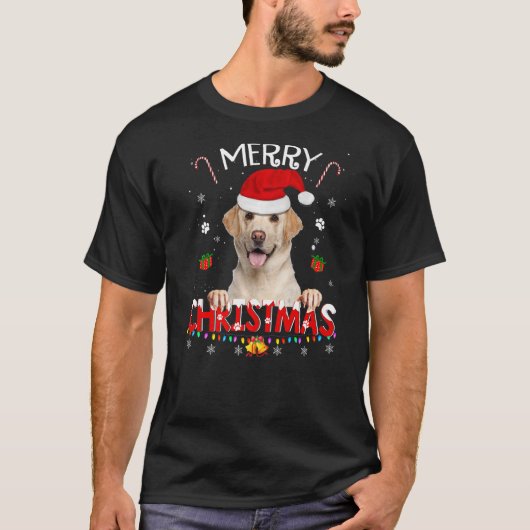Merry Christmas Labrador Retriever Dog Weihnachtsm T-Shirt (Vorderseite)