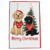 Merry Christmas Labrador Retriever Dogs Mittlere Geschenktüte (Vorderseite)