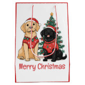 Merry Christmas Labrador Retriever Dogs Mittlere Geschenktüte (Rückseite)