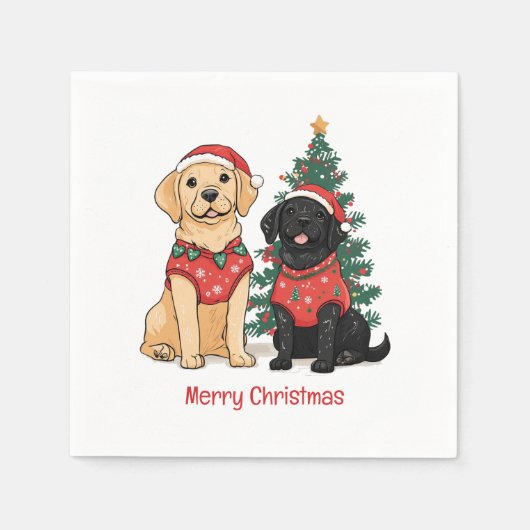 Merry Christmas Labrador Retriever Dogs Serviette (Vorderseite)