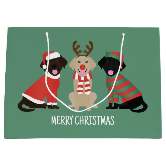 Merry Christmas Labrador Retriever Hunde Große Geschenktüte (Vorderseite)