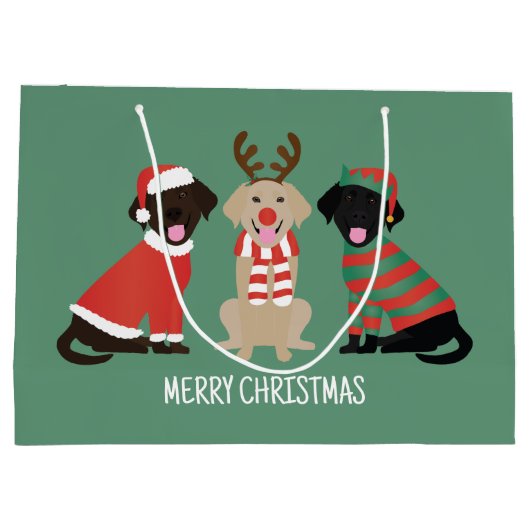 Merry Christmas Labrador Retriever Hunde Große Geschenktüte (Rückseite)