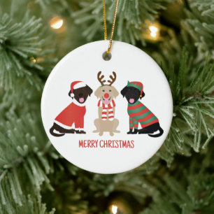 Merry Christmas Labrador Retriever Hunde Keramik Ornament