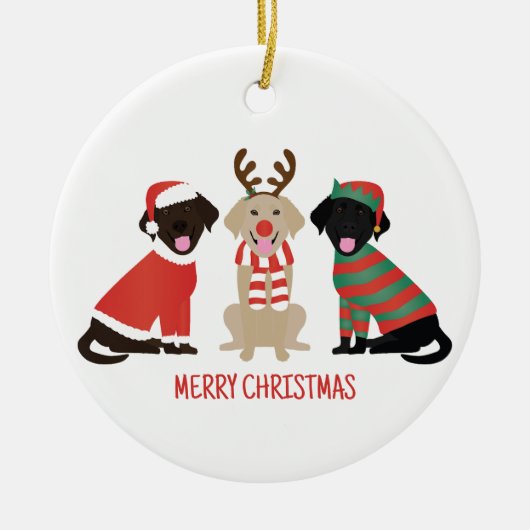Merry Christmas Labrador Retriever Hunde Keramik Ornament (Vorne)