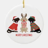 Merry Christmas Labrador Retriever Hunde Keramik Ornament (Hinten)