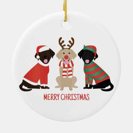 Merry Christmas Labrador Retriever Hunde Keramik Ornament (Hinten)