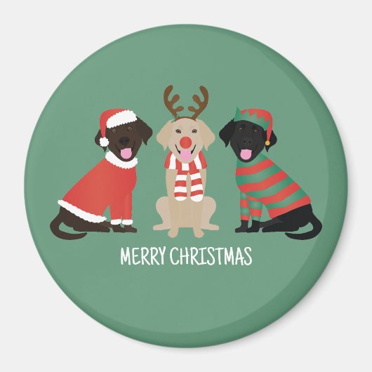 Merry Christmas Labrador Retriever Hunde Magnet (Vorne)