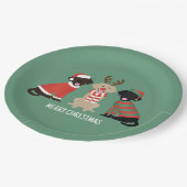 Merry Christmas Labrador Retriever Hunde Pappteller (Schrägansicht)