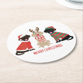 Merry Christmas Labrador Retriever Hunde Runder Pappuntersetzer (Angewinkelt)