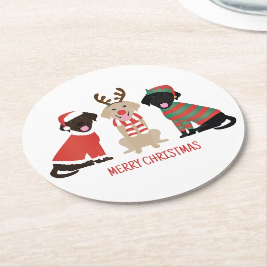 Merry Christmas Labrador Retriever Hunde Runder Pappuntersetzer (Angewinkelt)